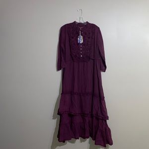 NWT April Cornell Purple Crochet Maxi Dress